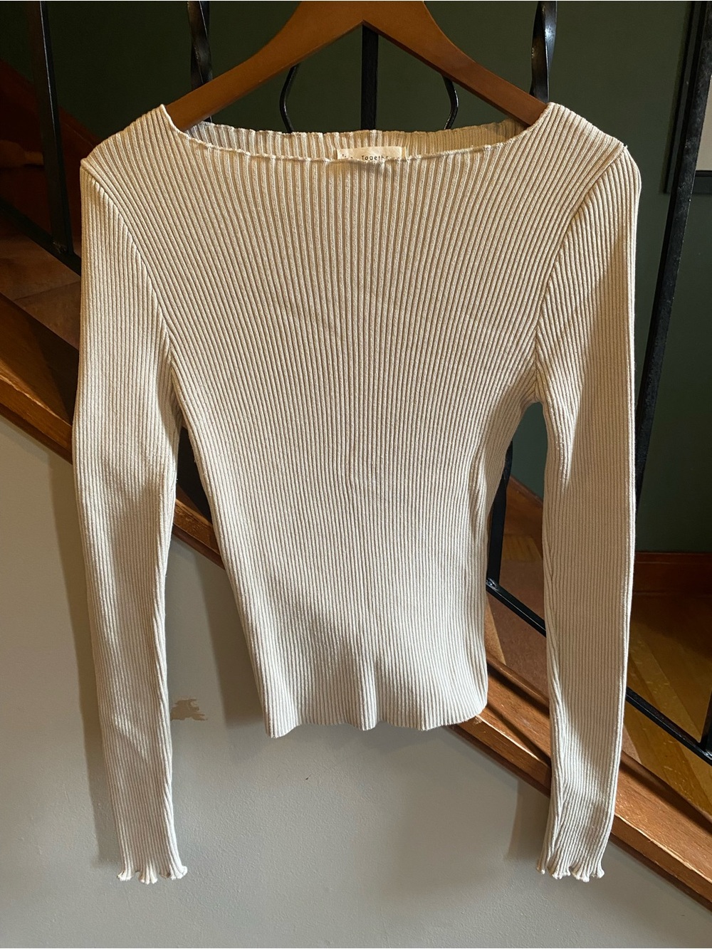 Together Ribbed Knit Top in Beige